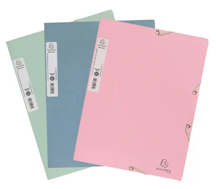 Chemises à élastiques 3 rabats carte recyclée 400g/m2 AutentiK - Couleurs assorties
