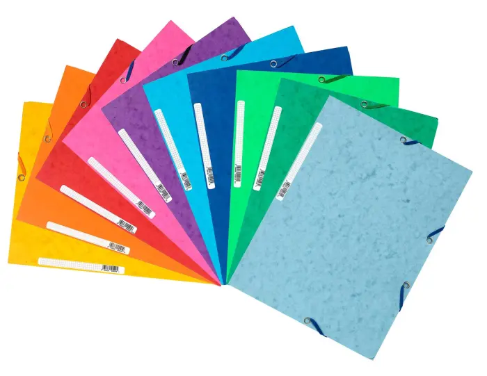 Chemise 3 rabats à élastiques carte lustrée 400g/m2 - A4 - Couleurs assorties