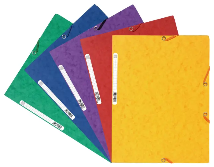 Chemise 3 rabats à élastiques carte lustrée 400g/m2 - A4 - Couleurs assorties