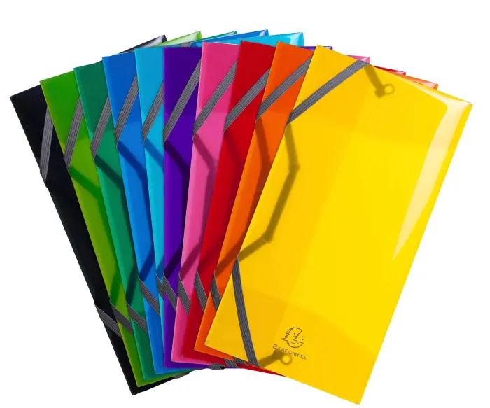 Chemise 3 rabats à élastiques polypropylène 5/10e IDERAMA PP - 23.5x12cm - Couleurs assorties