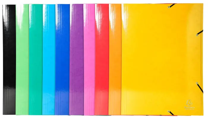 Chemise à élastiques Maxi capacity carte lustrée pelliculée 600gm2 - Iderama - A3 - Couleurs assorties