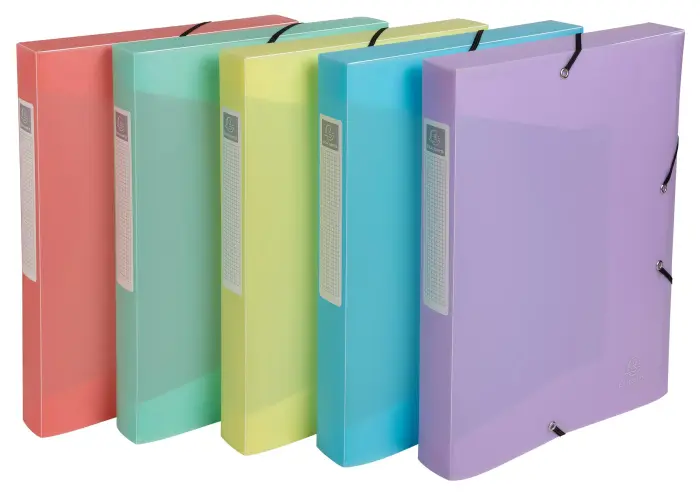 Boite de classement Exabox Dos 40mm Polypropylène 7/10e Chromaline pastel - A4 - Couleurs assorties