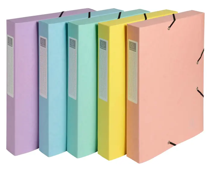 Boite de classement Cartobox livrée à plat Dos 40mm carte lustrée Aquarel - A4 - Couleurs assorties