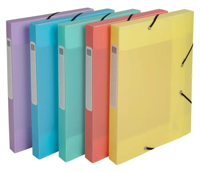 Boite de classement Cartobox livrée à plat Dos 25mm Polypropylène Chromaline pastel - A4 - Couleurs assorties