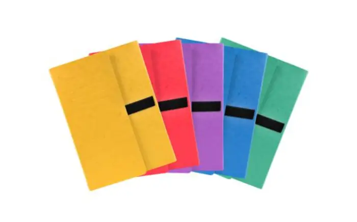 Chemise extensible 3 rabats carte lustrée sangle scratch - 24x32cm - Couleurs assorties
