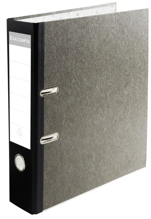 Classeurs à levier avec mécanique Prem'Touch - Papier marbré gris - Dos de 80 mm - A4 maxi. - Gris-dos noir