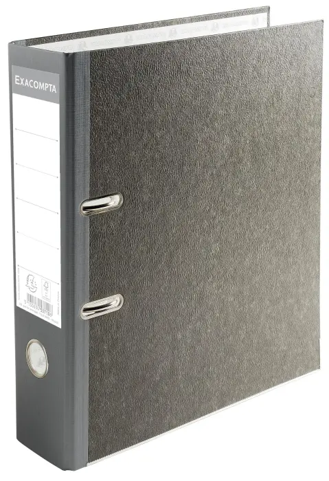 Classeur à levier papier marbre gris dos de 70mm - A4. - Gris-dos gris