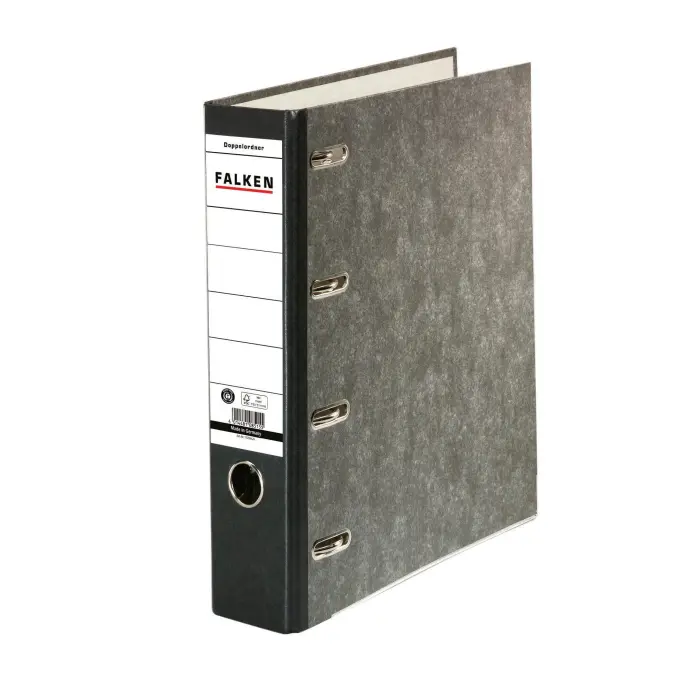 Classeur à levier à double mécanique Papier marbré A4 - Gris-dos noir