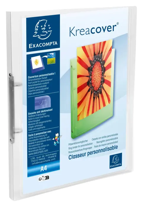 Classeur 2 anneaux 15mm polypropylène chromaline 5/10e Krea Cover - A4 - Incolore