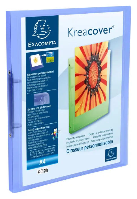Classeur 2 anneaux 15mm polypropylène chromaline 5/10e Krea Cover - A4 - Couleurs assorties