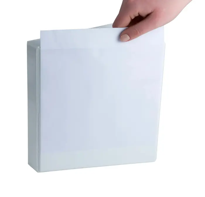 Classeur personnalisable rigide 3 poches KreaCover - 2 anneaux en D 20mm - A5 - Blanc
