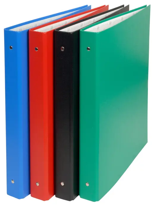 Classeur rembordé PVC 4 anneaux 30mm - A4 maxi 24x32cm - Couleurs assorties