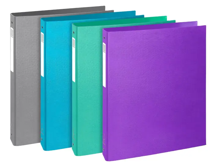 Classeur rigide 4 anneaux 30mm Teksto - A4 - Couleurs assorties