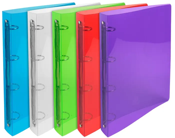 Classeur 4 anneaux 30 mm polypropylène Crystal - A4 maxi - Couleurs assorties