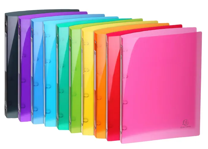 Classeur 4 anneaux 15mm IDERAMA PP polypropylène 5/10e - A4 - Couleurs assorties