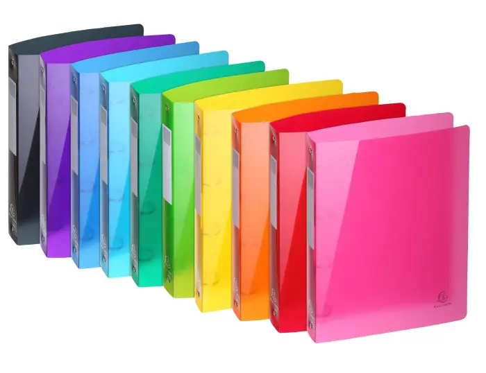 Classeur 4 anneaux 30mm IDERAMA PP polypropylène 7/10e - A4 maxi - Couleurs assorties