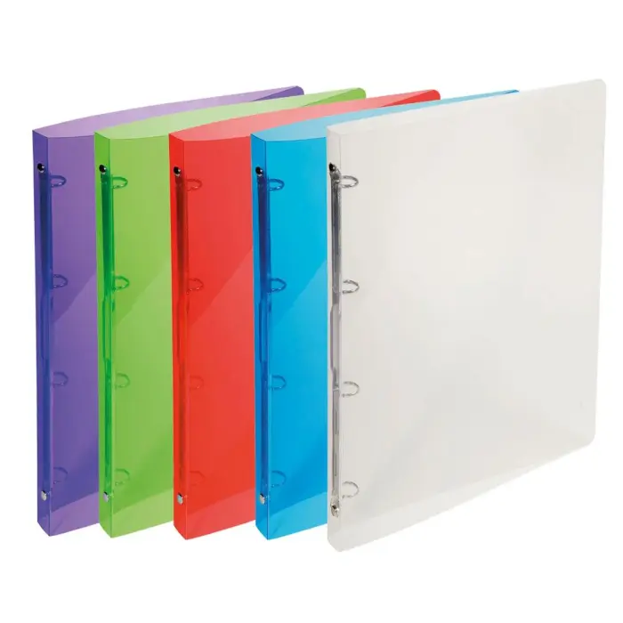 Classeur 4 anneaux 15 mm polypropylène Crystal colours - A4 - Couleurs assorties