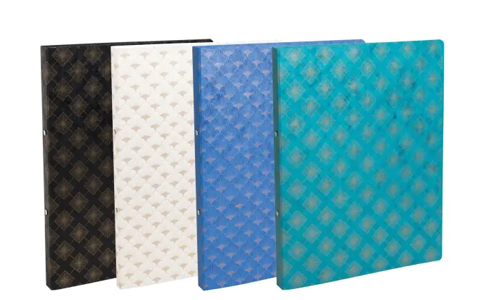 Classeur souple 2 anneaux 15mm carte lustrée Néo Déco - Couleurs assorties