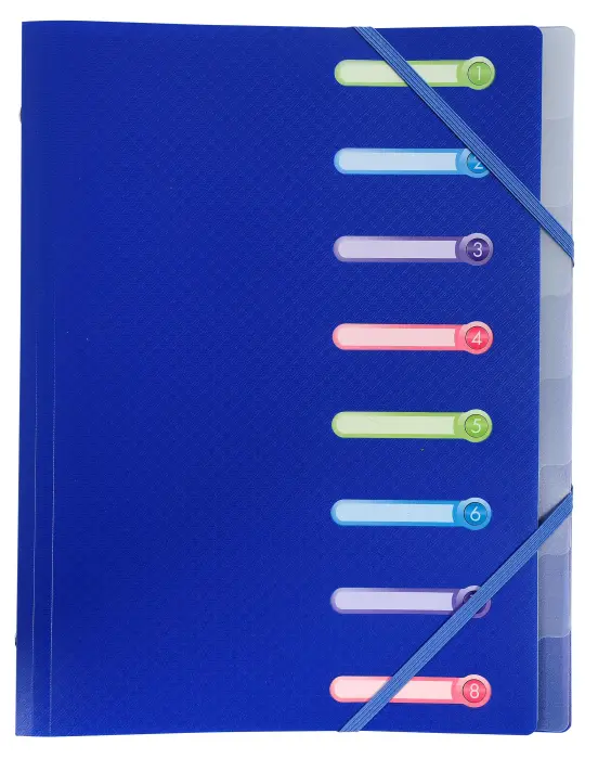 Trieur polypropylène 3 rabats 8 compartiments OPAK - Couleurs assorties
