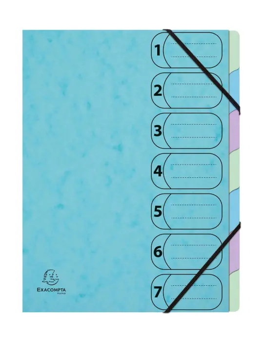 Trieur Harmonika avec élastiques 7 compartiments Aquarel - A4 - Bleu pastel
