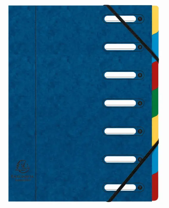 Trieur HARMONIKA® à fenêtres avec élastiques Véritable carte lustrée 7 compartiments - Couleurs assorties