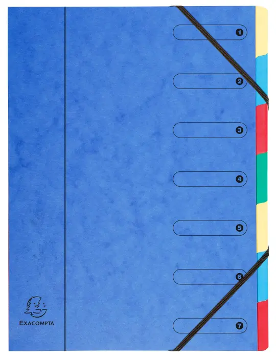 Trieur Harmonika fenêtres imprimées Véritable carte lustrée 7 compartiments - Couleurs assorties