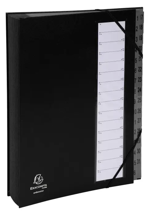 Trieur rigide Ordonator numerique dos extensible 32 compartiments 1 à 32 - Noir