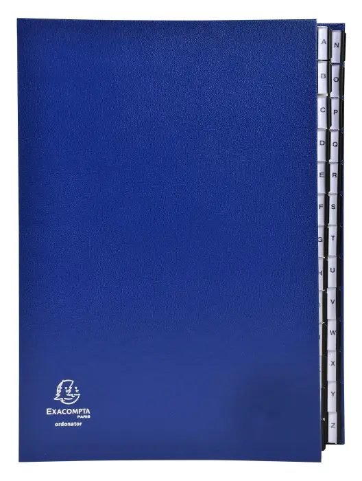 Trieur rigide Ordonator avec cavaliers plastiques alphabétique 26 compartiments de A à Z - Bleu