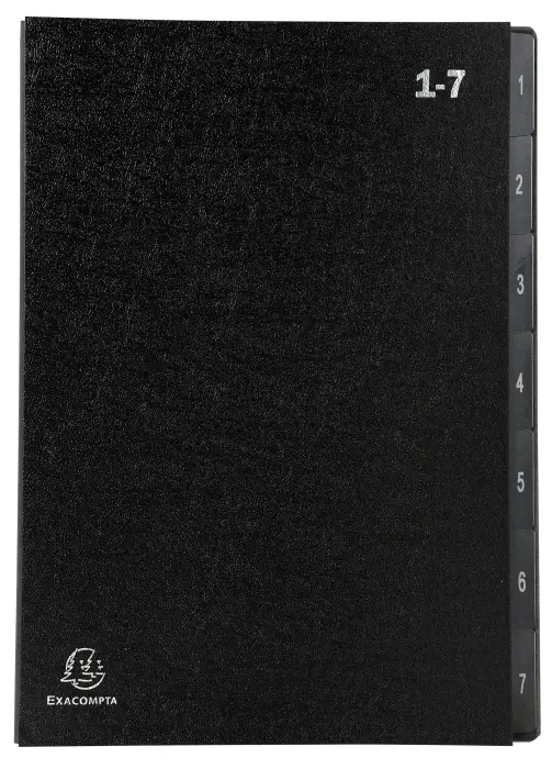 Trieur rigide Economique Ordonator 7 compartiments numériques - 24x34cm - Noir