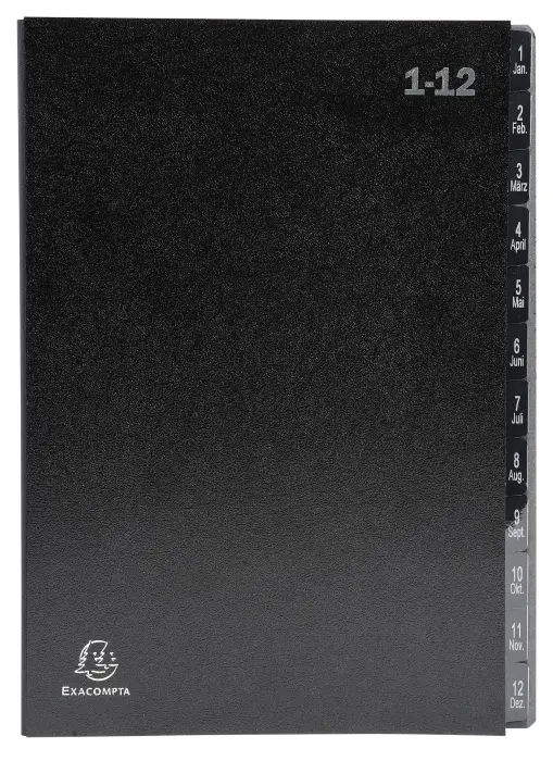 Trieur rigide Economique Ordonator 12 compartiments numériques - 24x34cm - Noir