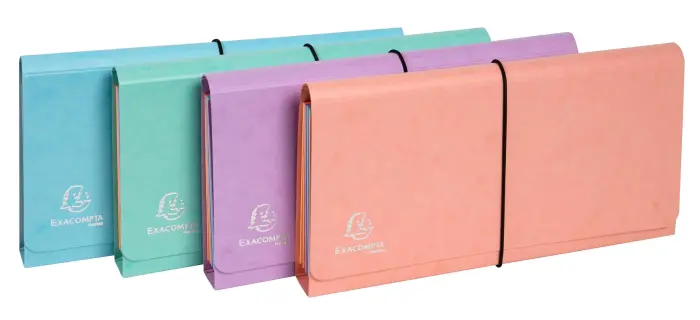 Pochette trieur carte multicolore 6 compartiments Aquarel - 26x13cm - Couleurs assorties