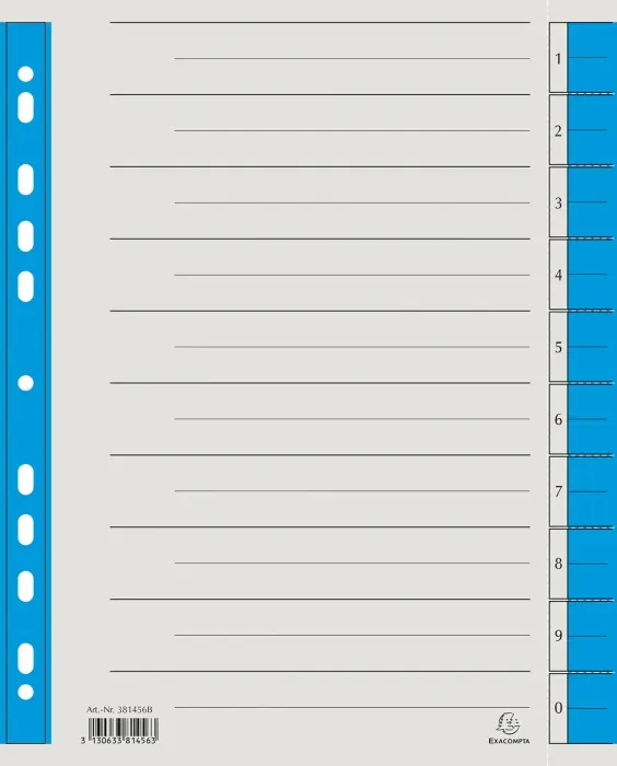 Intercalaire carton microperforé - Bleu