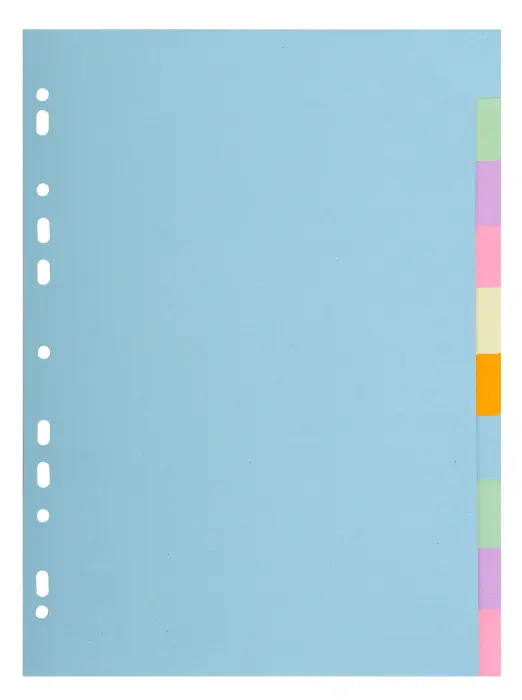 Intercalaires carte pastel 170g Forever 10 positions - A4+ - Couleurs assorties pastel
