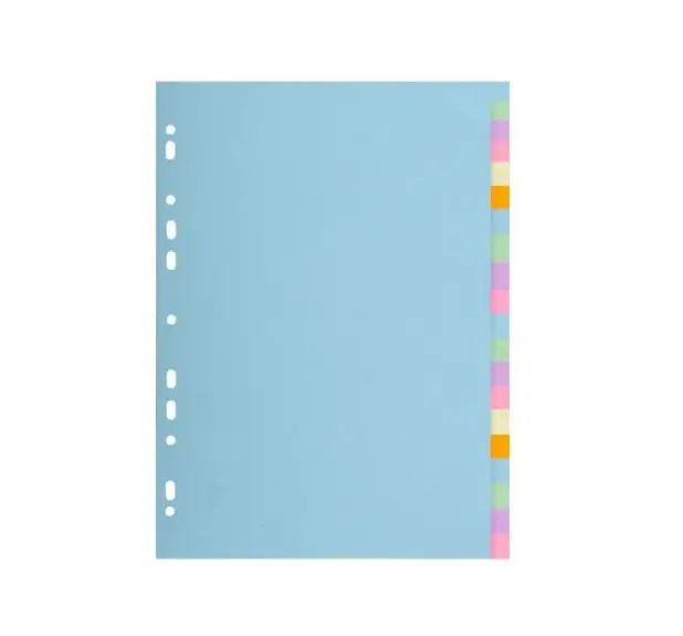 Intercalaires carte pastel 170g Forever 20 positions A4+ - Couleurs assorties pastel