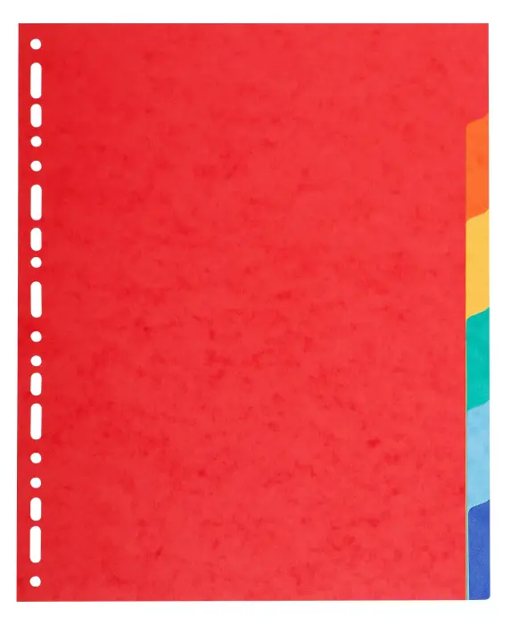Intercalaires carte 220g 6 positions - A4 maxi - Couleurs assorties