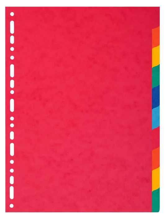 Intercalaires carte 220g 10 positions - A4 maxi - Couleurs assorties