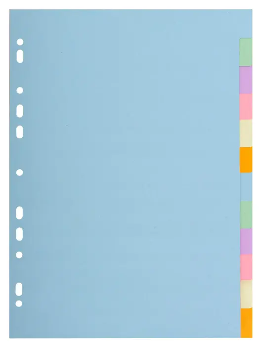 Intercalaires carte pastel 170g Forever 12 positions - A4 - Couleurs assorties