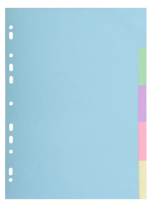 Intercalaires carte pastel 170g Forever 5 positions - A4 - Couleurs assorties