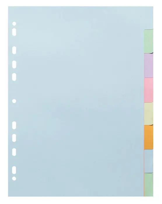 Intercalaires carte pastel 170g Forever 8 positions - A4 - Couleurs assorties pastel