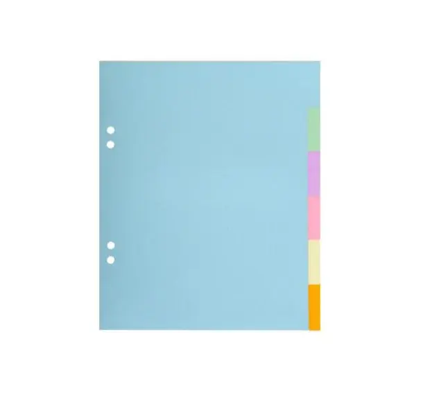 Intercalaires carte pastel 170g Forever 6 positions - 17x22cm - Couleurs assorties pastel
