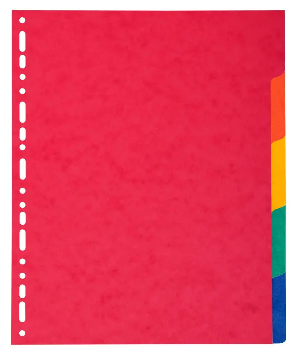Intercalaires en véritable carte lustrée souple 225g/m2 FSC® avec 5 onglets neutres - Couleurs assorties