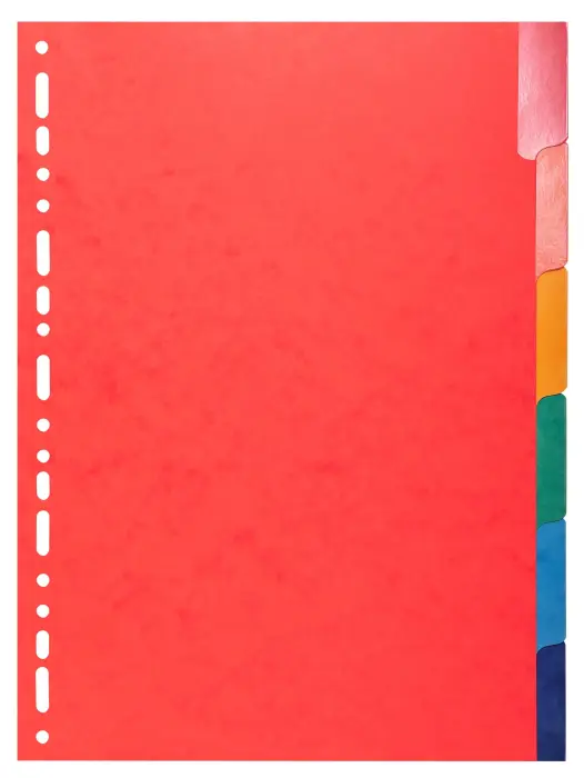 Intercalaires Carte lustrée 225g avec onglets renforcés - 6 positions - A4 - Couleurs assorties