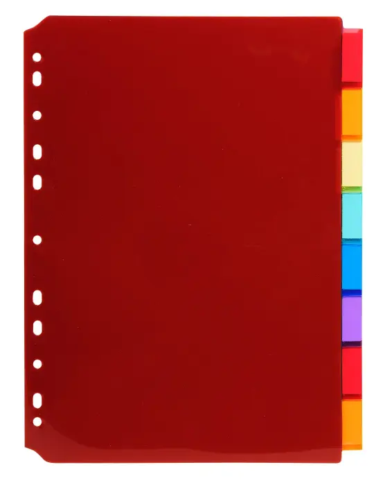 Intercalaires PP transparent couleurs avec porte étiquette A4 8 positions - Couleurs assorties