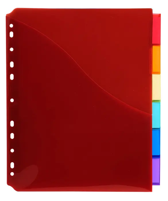 Intercalaires avec pochette polypropylène 6 positions - A4 maxi - Couleurs assorties