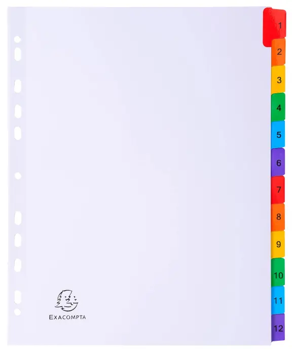 Intercalaires Imprimés numériques carte blanche 160g- 12 positions - A4 Maxi - Blanc