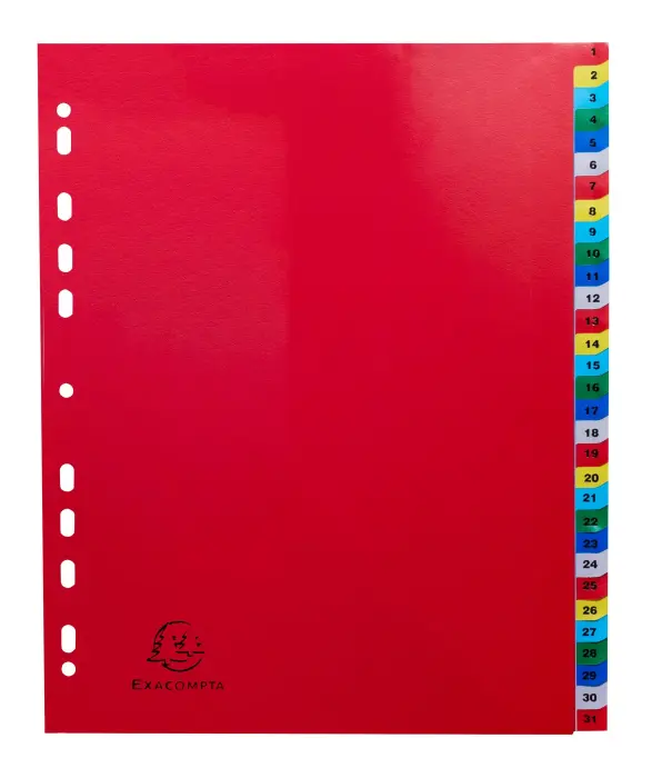 Intercalaires imprimés numériques PP couleurs 12/100e - 31 positions - A4+ - Assorties vives