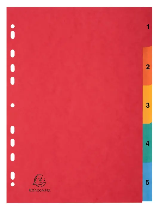 Intercalaires carte lustrée avec onglets imprimés numériques - 5 positions - A4 - Couleurs assorties