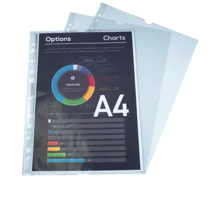 Bloc 50 pochettes perforées PP lisse Quick Doc - A4 - Cristal