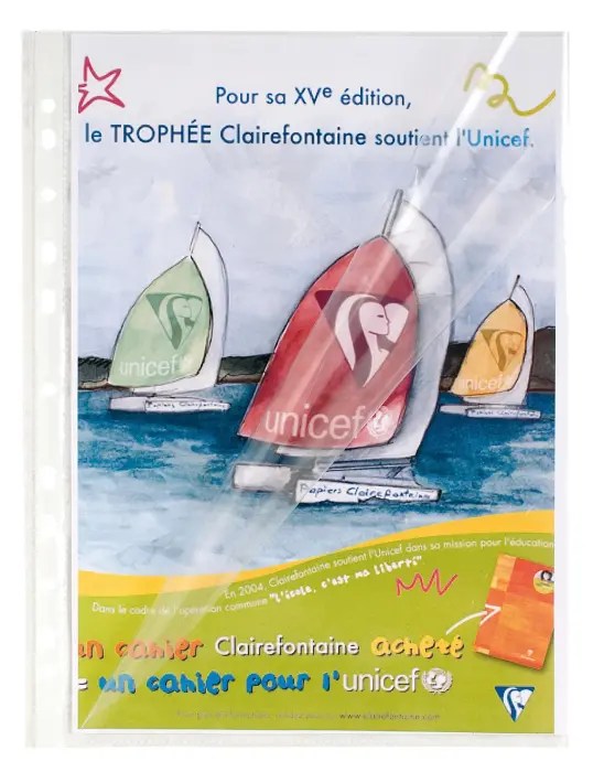 Etui carton de 100 pochettes perforées ouverture haut et côté - polypropylène lisse 6/100e - A4 - Cristal