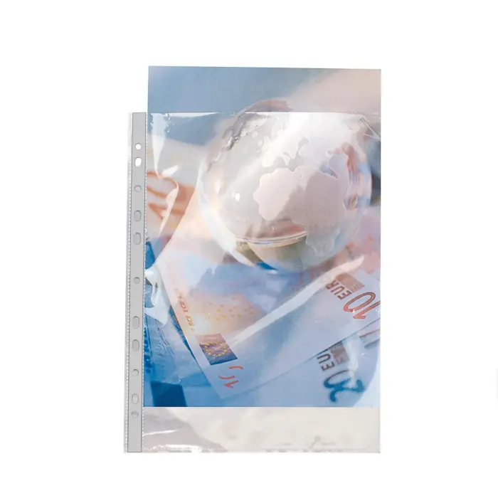 Sachet de 10 pochettes perforées polypropylène lisse haute qualité 9/100e - A4 - Cristal